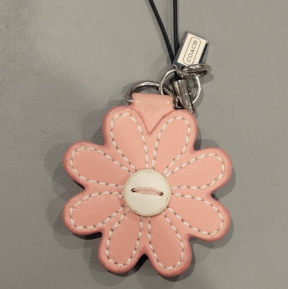 Coach Pink Leather Poppy Flower Charm - Picture 3 of 4